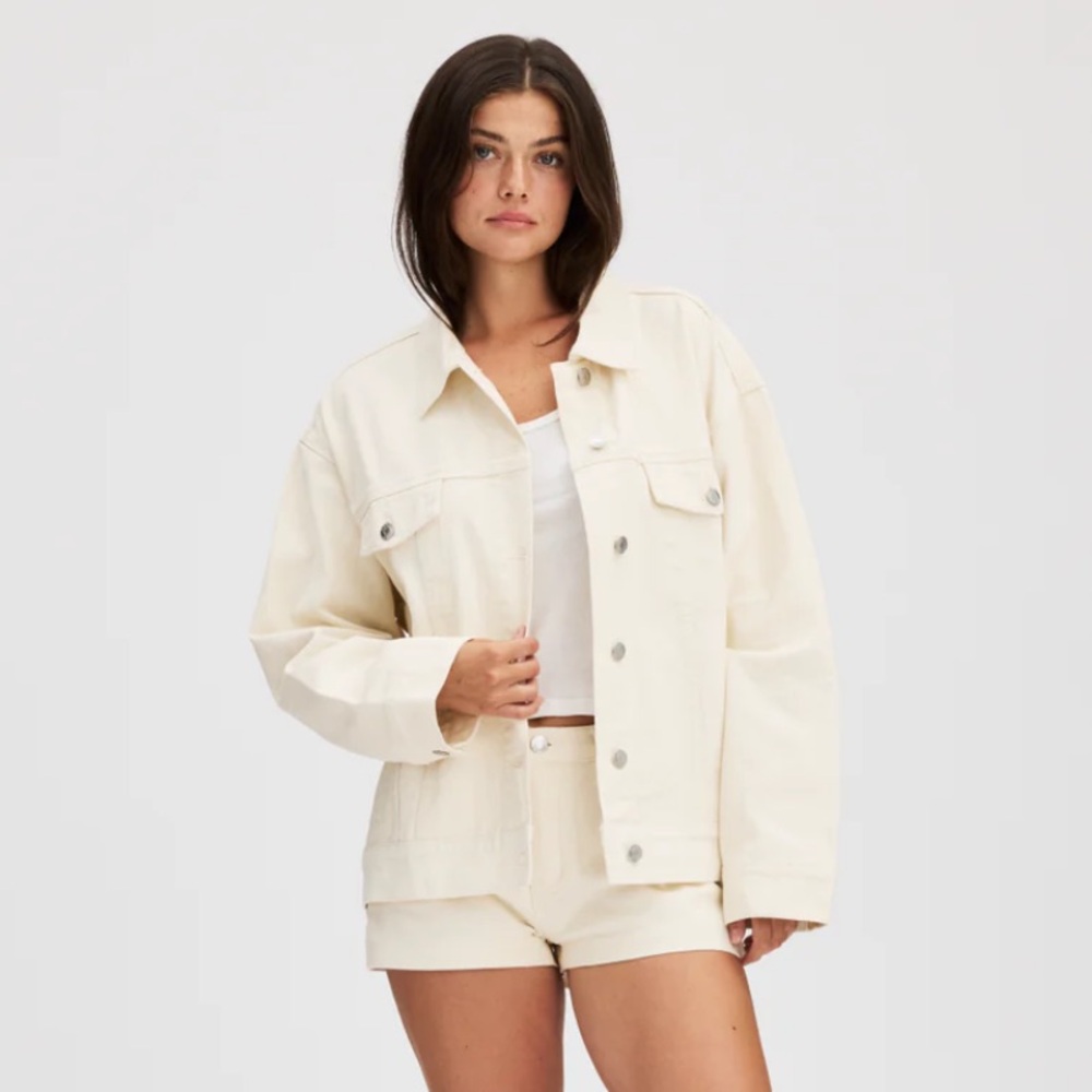 NWT Parke Cream Oversized Jean Jacket
